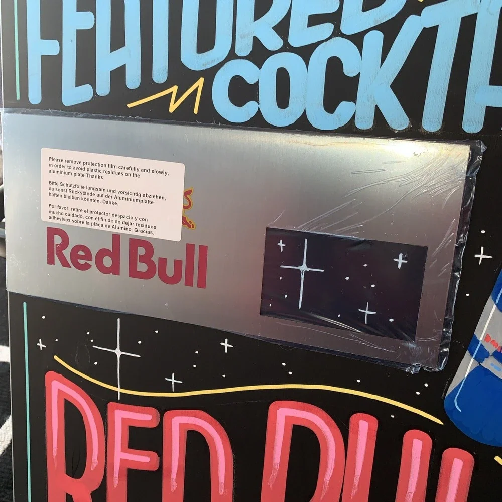 Set Of 2 Red Bull Hand Painted Bar Signs Marketing Advertising Campaign Sign
